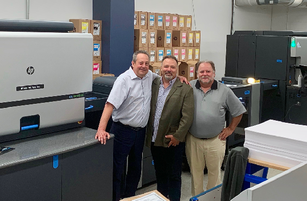 left to right, Alain M&eacute;tivier, Quadriscan Steve Daigle, HP  Roger Blanchette, President at Quadriscan