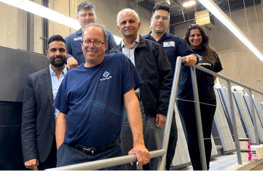 FRONT: Jeff Morrow, Plant Manager; BEHIND LEFT TO RIGHT Irfan Rajabali, Director of Business Development; Fawad Faeiz; Amin Rajabali, President; Reza Sohrabi, Shafreen Munjee, Director Sales & Strategy  