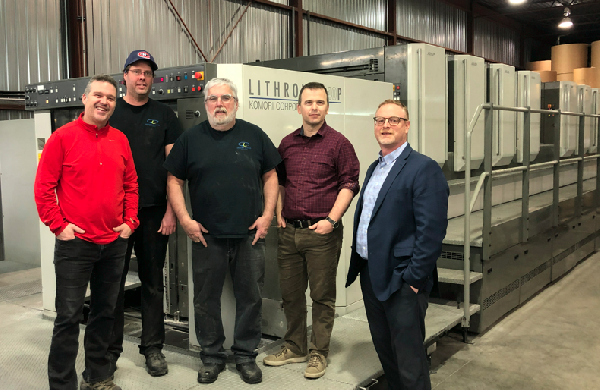 left to right: David Heon, Michel Larivee Feeder, Charles Boivert Pressman, Charles Heon and Brett Rogers from Komcan Inc.
