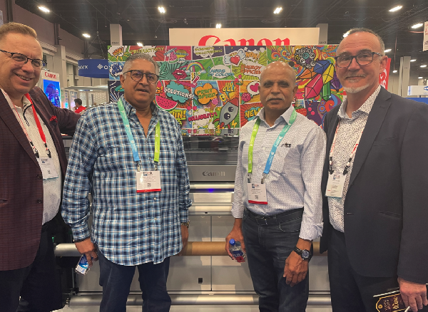 Raymond Brideau,Canon Canada; Anoop Pittalwala,Multigraphics; Sudhir Sharma, Multigraphics; and Dave Fraser, Canon Canada.