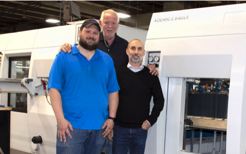 Left to right: The Battlefield team: Matt Theoret, Jerry Theoret and Peter Aston with their die cutter&mdash;an Ipress 106 K PRO
