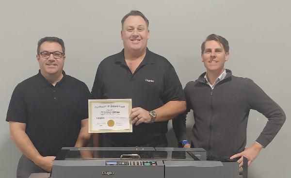 Left to right  Michael of Steele Sydney Stone, Duplo Representative and  Dylan Westgate, of Sydney Stone.