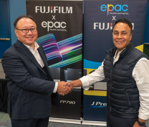 Osamu Nakashima, Corporate VP of FUJIFILM; Virag Patel, CEO, ePac Flexible Packaging.