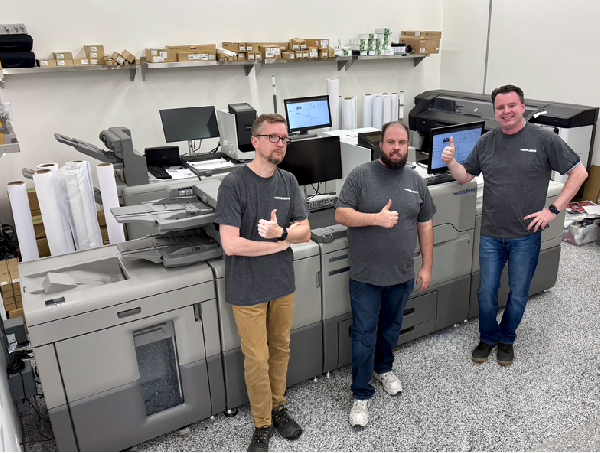 LtoR:Claus Thiim, Digital Press/Prepress Operator; William Butala, Digital Print Operator; Lee Weighill, President